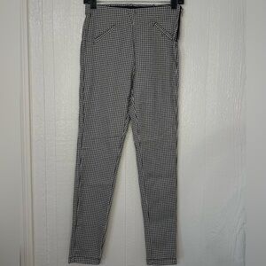 Chocolate USA Women’s Plaid Gingham Skinny Jeggings Pants Black White Sz Medium